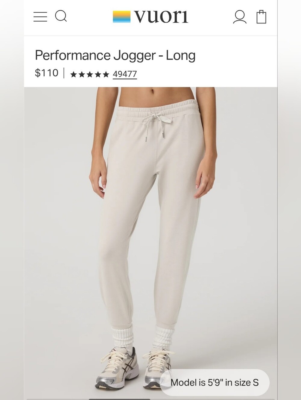 Vuori Performance Jogger in Ecru Heather Size Medium
